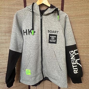 Толстовки: Мужская подростковая двусторонняя ветровка толстовка, размер L — 3