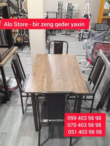 demir stol stullar: Для кухни, Для гостиной, Новый, Нераскладной, Прямоугольный стол, 4 стула, Азербайджан