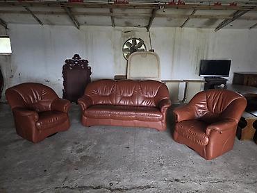 Stilske garniture: Kožna garnitura za sedenje – 1 - Komplet obuhvata: trosed i dve — 3