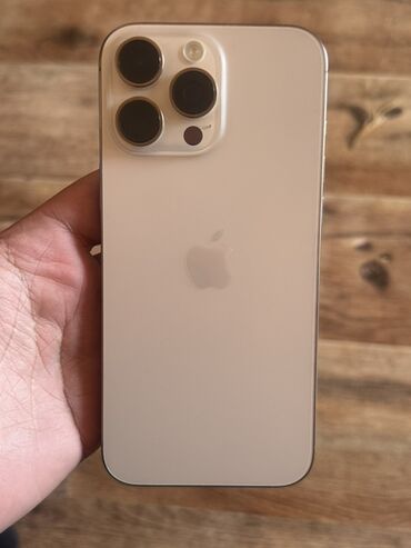 айфон 12 про max: IPhone 16 Pro Max, Колдонулган, 256 ГБ, Алтын, Кабель, Куту, 95 %