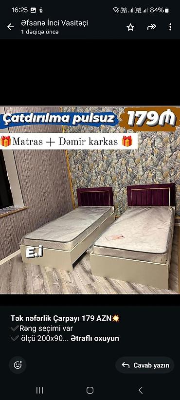 Sifarişlə mebel: Birnəfərlik, Bazasız, Pulsuz matras, Siyirməsiz — 2