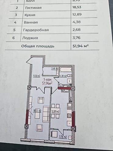 продажа квартиры: 2 комнаты, 52 м², 11 этаж — 3