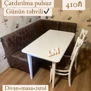 Divan və masa dəstləri: Mətbəx dəsti Divan + Masa + 2 Stul Qiymət : 410₼ Divan:1.20x1.70