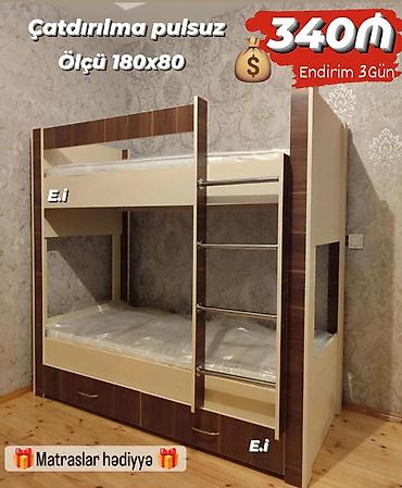 mebel taxt: İki mərtəbəli uşaq çarpayısı - Ölçü: 180x80 - Komplektdə hədiyyə — 1