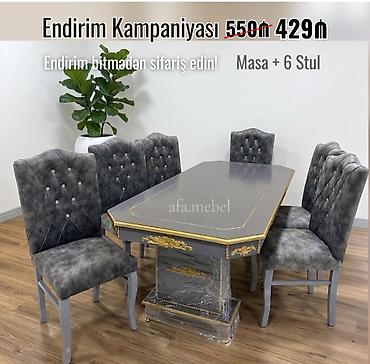 Masa və oturacaq dəstləri: Masa–stul dəsti - Klassik üslubda 1 ədəd iri yemək masası və 6 ədəd — 24