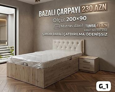Çarpayılar: Bazalı çarpayı – 230 AZN - Ölçü: 200×90 - Matras daxildir - Rəng — 1