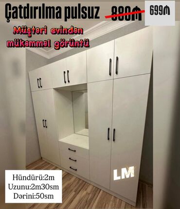 chow chow qiymeti: Dolab təmiz laminatla 📌 Qiymət : 699₼ Ölçü : 2x 2.30 dərini 50 ✔️