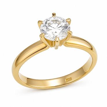 тиффани: Кольцо в желтом золоте 585 Tiffany, 17,5 мм, вес 3,16 г. Вставка — 1