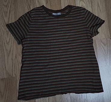 pull and bear: Qadın T-shirt – zolaqlı, qısaqol, dairəvi yaxalı - Rəng/naxış — 5