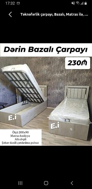 Dərin bazalı tək nəfərlik çarpayı - Ölçü: 200×90 - Bazalı model – lalafo.az -da Dərin bazalı tək nəfərlik çarpayı - Ölçü: 200×90 - Bazalı model –