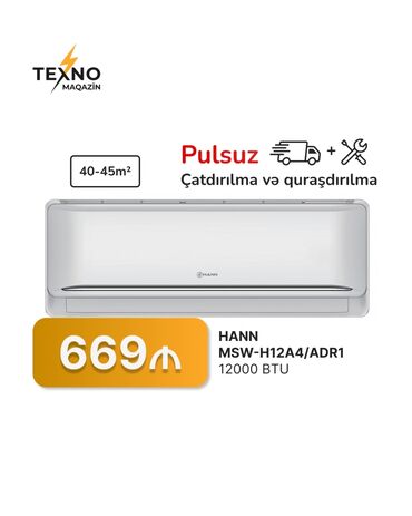 Kondisionerlər: Kondisioner 40-45 kv. m, Split sistem, Kredit yoxdur, Pulsuz quraşdırılma