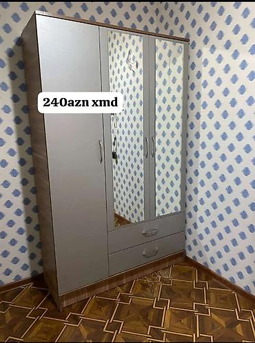 ev mebel: Güzgülü paltar şkafı - 3 qapılı dizayn: ortadakı 2 qapı tam boy — 1