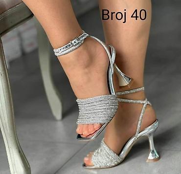 miu miu papuce cena: Svečane ženske sandale na štiklu – Broj 40 NOVO - Boja: srebrna — 1