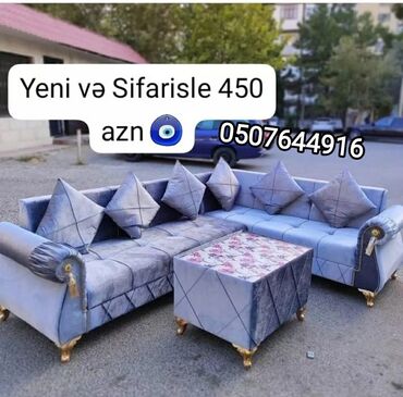 Sifarişlə divanlar: Künc divan, Qonaq otağı üçün, Parça, Bazasız, Açılmayan — 10