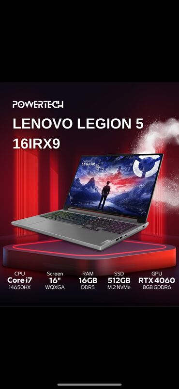notebook lalafo: Yeni Lenovo Legion, 16 ", Intel Core i7, 512 GB, Ünvandan götürmə