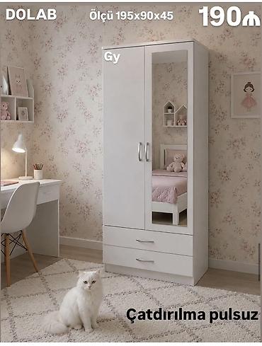 Ağ rəngli iki qapılı dolab Ölçü: 195×90×45 sm - Modern, minimal lalafo.az -da Ağ rəngli iki qapılı dolab Ölçü: 195×90×45 sm - Modern, minimal