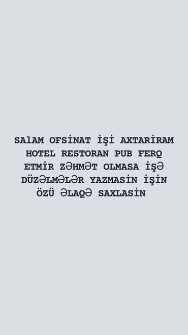 gece: Ofisiant. 1-2 illik təcrübə