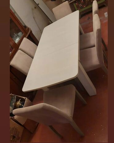 stol stul desti işlənmiş: Qonaq otağı üçün, İşlənmiş, Açılan, Dördbucaq masa, 6 stul, Türkiyə