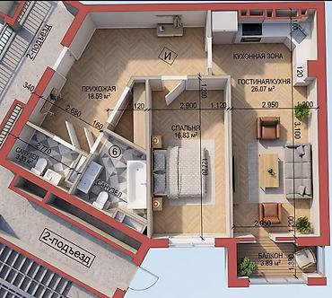 жк алтай: 2 комнаты, 77 м², 7 мкр Элитка, 5 этаж, ПСО (под самоотделку) — 7