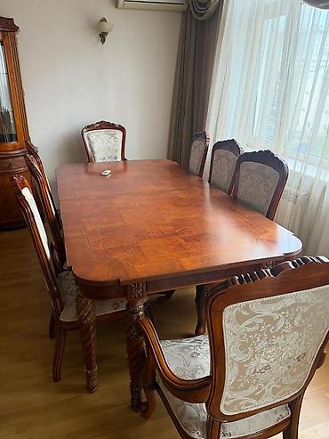 Qonaq otağı üçün, İşlənmiş, Dördbucaq masa, 6 stul