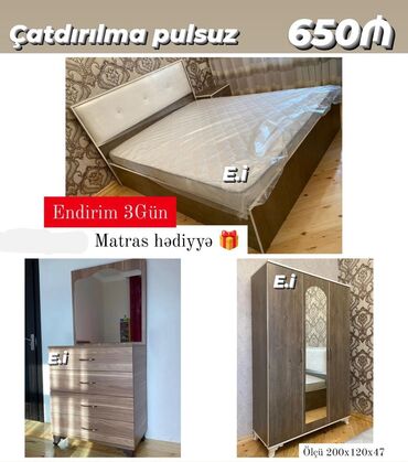 qatlanan carpayı: *Yataq Dəsti 650Azn💥* ✔️Matras hədiyyə ✔️Rəng seçimi var *✔️