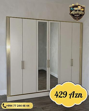 skaf kupe: Yeni, 6 qapı, Güzgülü, Ağ, Kupe, Düz dolab — 1