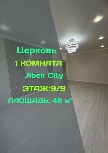 тц бишкек парк: 1 комната, 48 м², Элитка, 9 этаж, Евроремонт