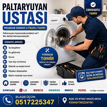 irşad qaz plitesi: Paltaryuyan ustası – peşəkar xidmət, etibarlı təmir Xidmətlər: - Su — 1