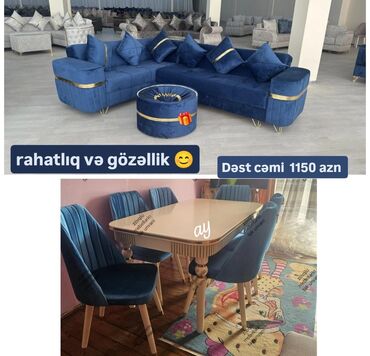 Sifarişlə masa və oturacaq dəstləri: 🛋️ Zövqlü evlər üçün *Künc Divan* + *Masa Dəsti* Bu fürsəti