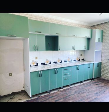 Sifarişlə mətbəx mebeli: Sifarişlə mətbəx dəsti, Özü çəkən petlələr, MDF, Kredit yoxdur, Pulsuz çatdırılma — 22