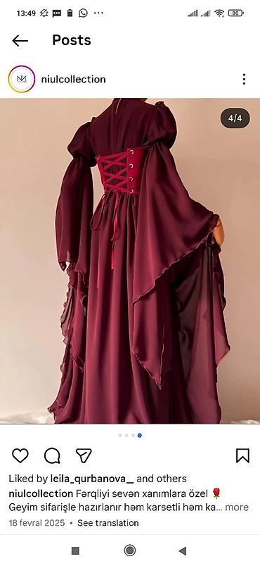 cone korse: Bordo rəngli, romantik siluetli uzun libas. Modelin önündə formaverən — 1
