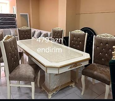 stol dəsdi: Zərif klassik üslubda yemək dəsti: - 1 ədəd düzbucaqlı masa: ağ-qızılı — 1