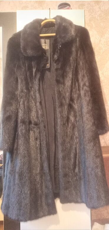 kürkler: Qara mink (şinşilla effekti) kürk palto - Material: təbii mink