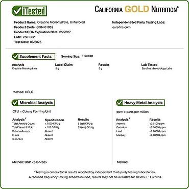 переплы: Моногидрат креатина чистый, California Gold Nutrition, Sport, без — 6