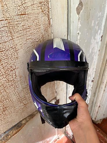 ucuz moto: Motosiklet dəbilqəsi – “SAFE” brendi, bənövşəyi-qara-ağ dizayn — 1