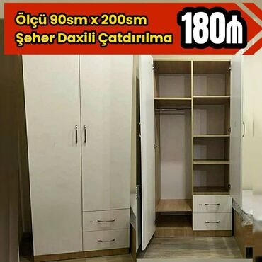 Dolablar: Qarderob, paltar dolabı, 2 qapılı, Açılan, Düz dolab, Azərbaycan