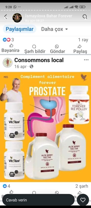 Forever Living şirkətinin məhsulları ilə prostat vəzi sağlamlığını
