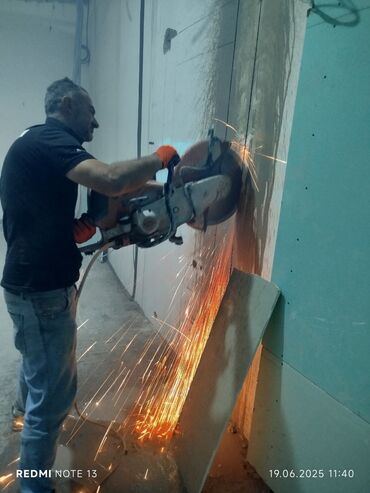 Beton işləri: Səssiz tozsuz səliqəli kəsim. Beton katlavan monolit kubik — 29