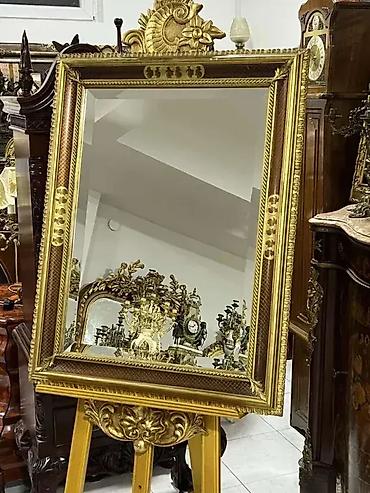 trojerucica slike: Stilsko drveno ogledalo Dobro stanje 87 x 68cm Licno preuzimanje ili — 3
