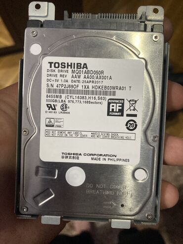 hard disk notebook: Daxili Sərt disk (HDD) Toshiba, 512 GB, 10000 RPM, 1.8", İşlənmiş