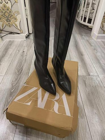 Сапоги, 38, Zara, Новый, цвет - Черный, Самовывоз, Платная доставка