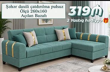 Divanlar: Açılan bazalı künc divan. Müasir və zövqlü dizayna malikdir, qonaq — 2