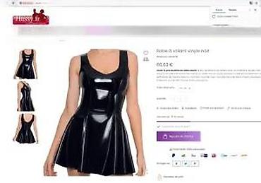 Haljine: Crna mini haljina od sjajnog vinila – Black Level - Materijal — 11