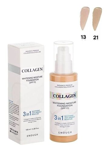 косметика для женщин: Тональный крем для лица Collagen Enough whitening foundation 3в1 с spf