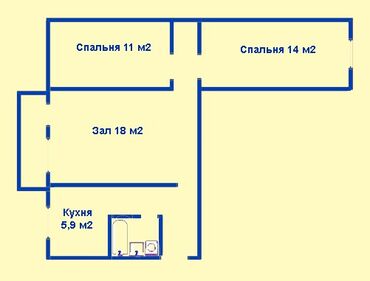 орто сай рынок квартира: 3 комнаты, 58 м², 104 серия, 3 этаж, Старый ремонт