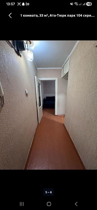поселения квартира: 1 комната, 33 м², Ата-Тюрк парк 104 серия, 4 этаж, Косметический ремонт — 4