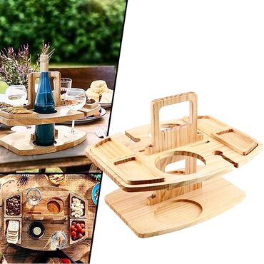 мебель для пикника: Портативный деревянный столик для пикника с ручкой