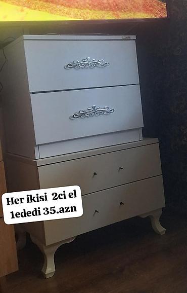 Komodlar: Ağ rəngli komod dəsti - 2 ədəd kiçik komod (üst-üstə yerləşdirilib — 1