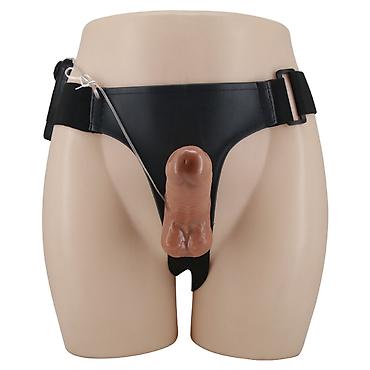 Товары для взрослых: Коричневый страпон на трусиках с вибрацией «Ultra Passionate Harness» — 5