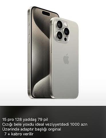 azerbaycan iphone 15 pro max fiyat: IPhone 15 Pro, 128 GB, Gümüşü, Face ID — 1